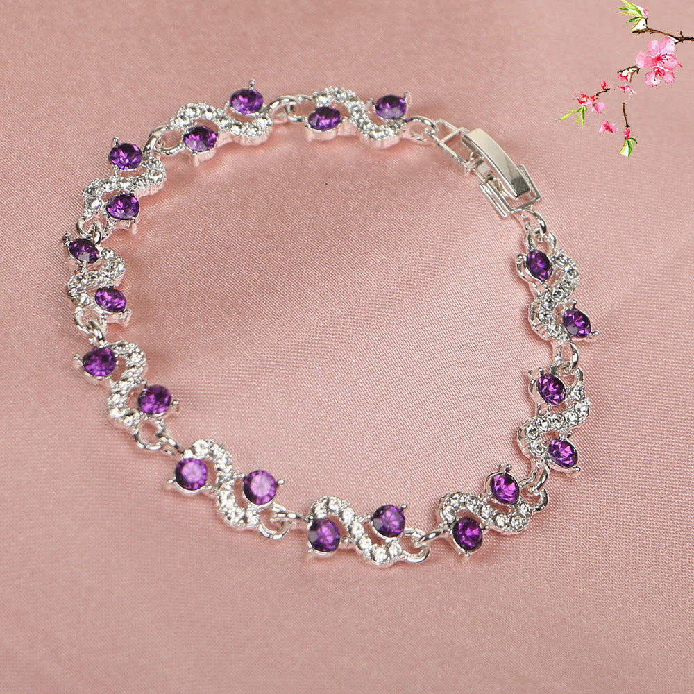 Diamond-studded Colorful Diamond European And American Style Chic Bracelet For Women