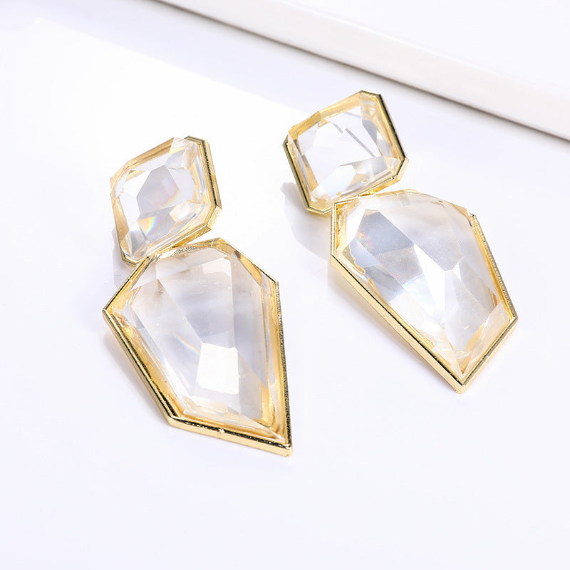 French-style Vintage Irregular Rectangular Geometric Earrings