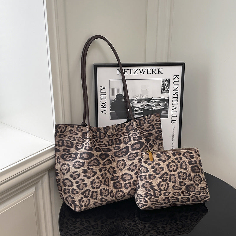 Leisure Large Capacity Leopard Print Hand-held Tote Shoulder Bag