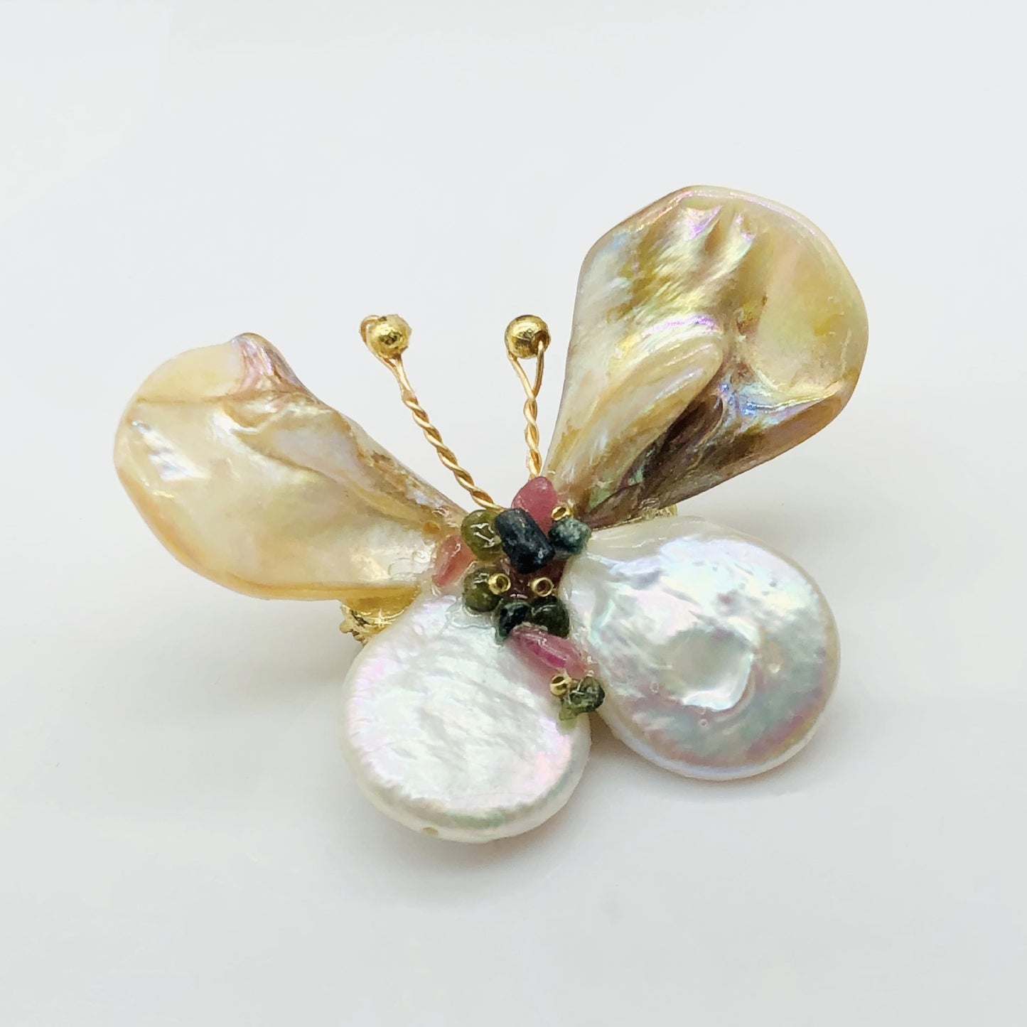 Handwoven Epoxy Shell Butterfly Brooch