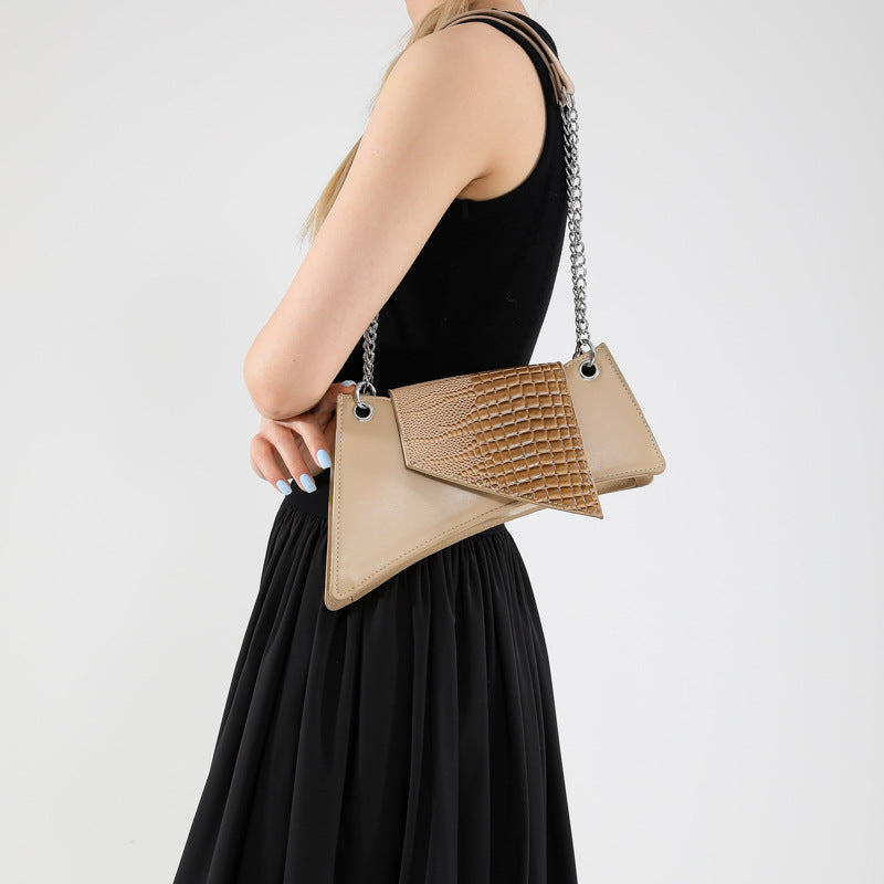 Stone Pattern Patent Leather Glossy New Square Pouch Women