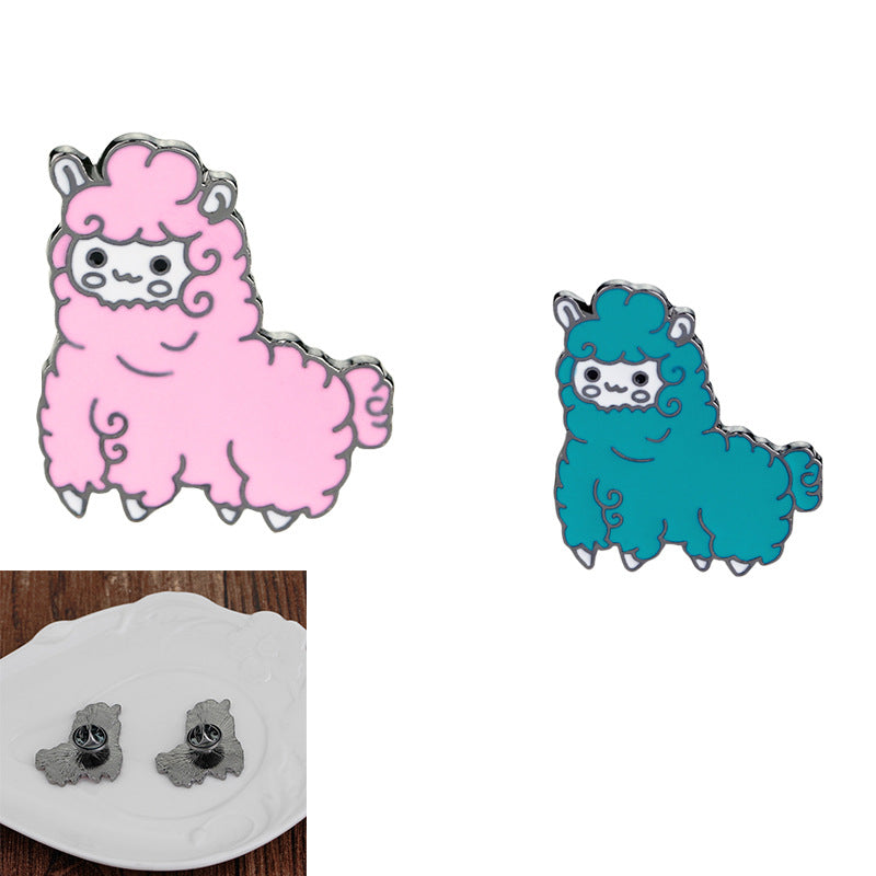 QIHE JEWELRY Alpaca Pin Sheep Brooches Cartoon Brooch Badges Lapel Pin Cute Kawaii Jewelry For Girls Alpaca Jewelry