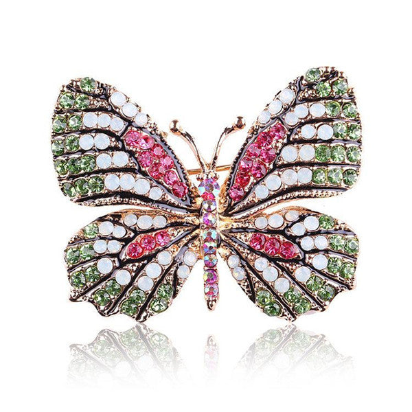 High Quality Fashionable Rhinestone Butterfly Brooch Pin Gold Colors Women Dress Wedding Bridal Brooch Pin