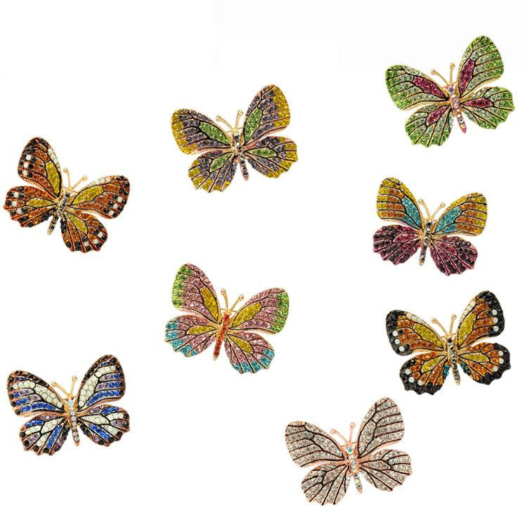 High Quality Fashionable Rhinestone Butterfly Brooch Pin Gold Colors Women Dress Wedding Bridal Brooch Pin