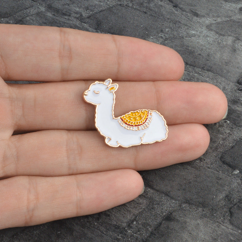 QIHE JEWELRY Alpaca Pin Sheep Brooches Cartoon Brooch Badges Lapel Pin Cute Kawaii Jewelry For Girls Alpaca Jewelry