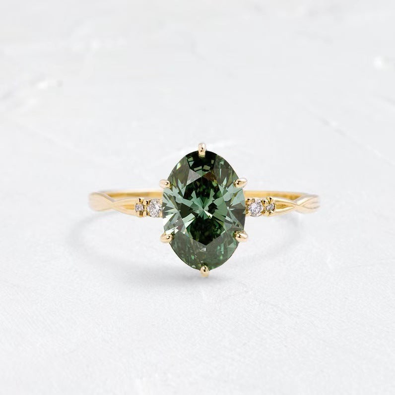 Gold-plated Ring With Emerald Inlay
