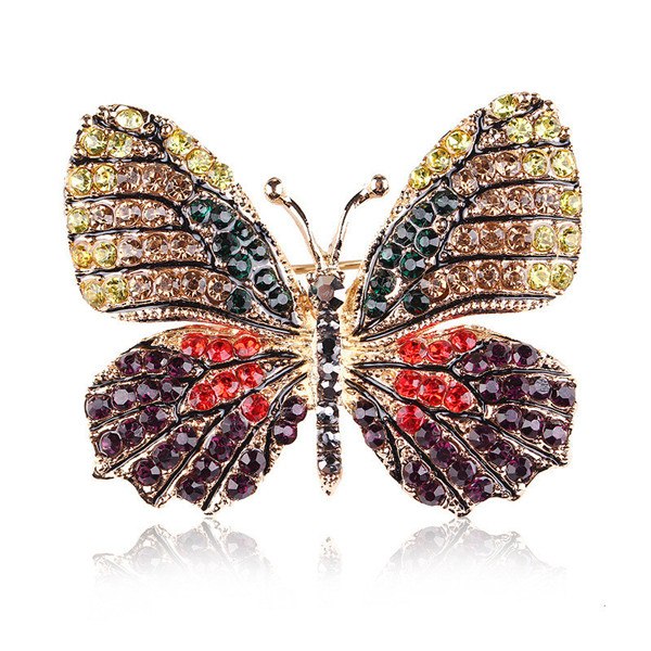 High Quality Fashionable Rhinestone Butterfly Brooch Pin Gold Colors Women Dress Wedding Bridal Brooch Pin
