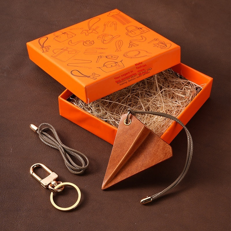 Crazy Crafts Paper Airplane Bag Pendant Car Ornament Handmade Cowhide Custom Cute High-End Gift