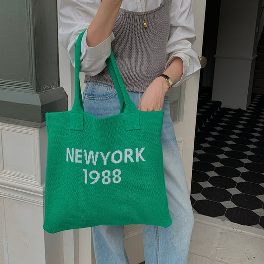 Knitted Letter Retro Trendy Wool Shoulder Bag