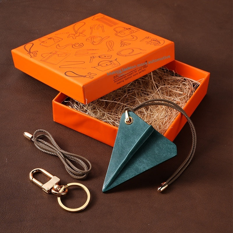 Crazy Crafts Paper Airplane Bag Pendant Car Ornament Handmade Cowhide Custom Cute High-End Gift