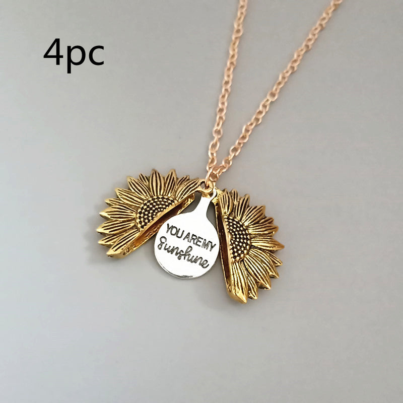 Sunflower Double Lettering Necklace