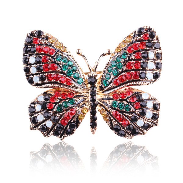 High Quality Fashionable Rhinestone Butterfly Brooch Pin Gold Colors Women Dress Wedding Bridal Brooch Pin