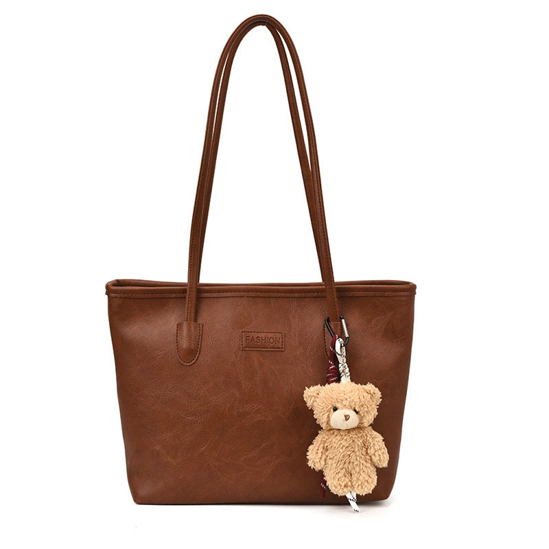 Fashion Retro Oil Wax Skin Commuting Large Capacity Shoulder Bag