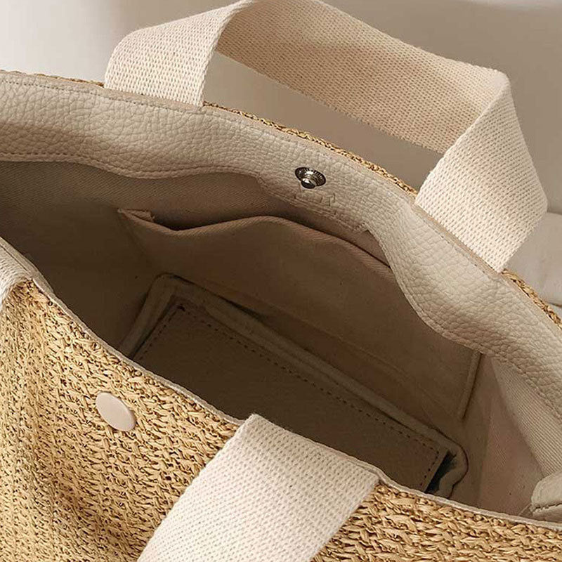 Women's beach portable straw bag