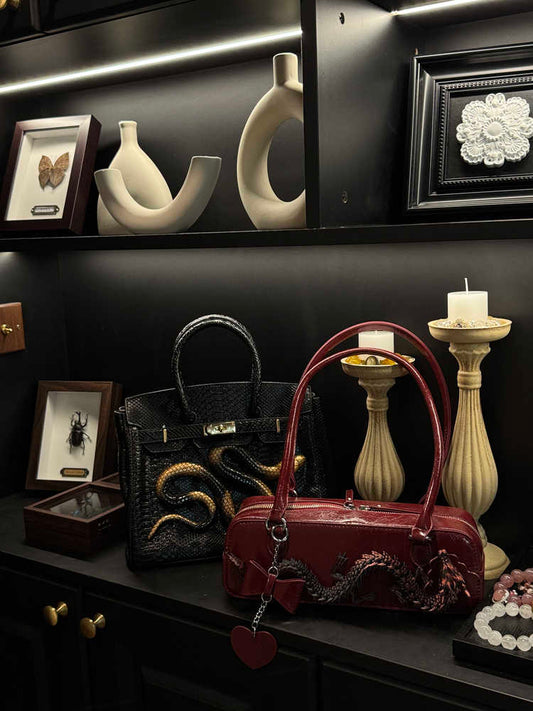 New Chinese Style Bag Designer Model Red Dragon Niche High Sense Bowling Bag