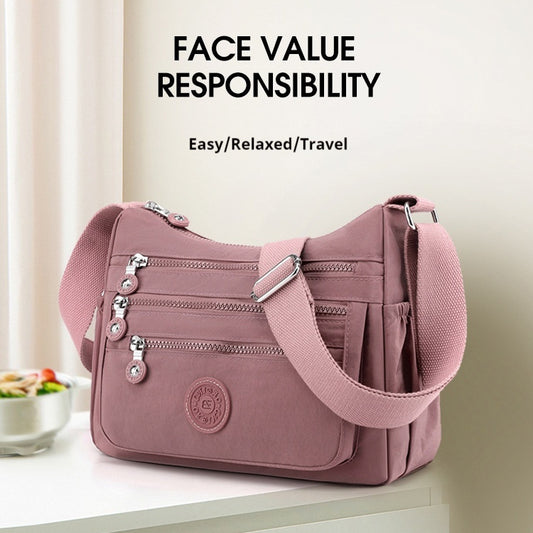 Simple Solid Color Nylon Crossbody Cloth Bag