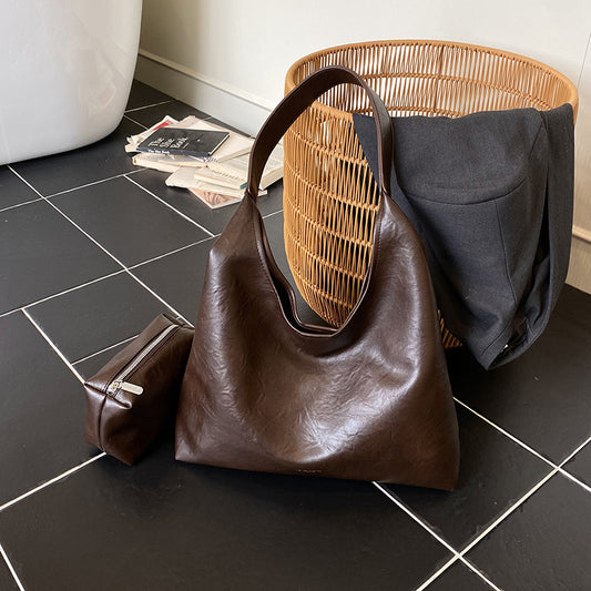 High-end Large Capacity Maillard Relaxed Casual Shoulder Tote Bag