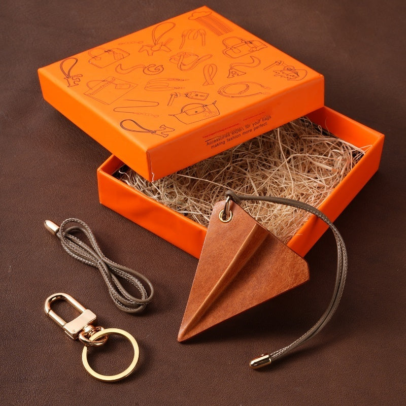 Crazy Crafts Paper Airplane Bag Pendant Car Ornament Handmade Cowhide Custom Cute High-End Gift