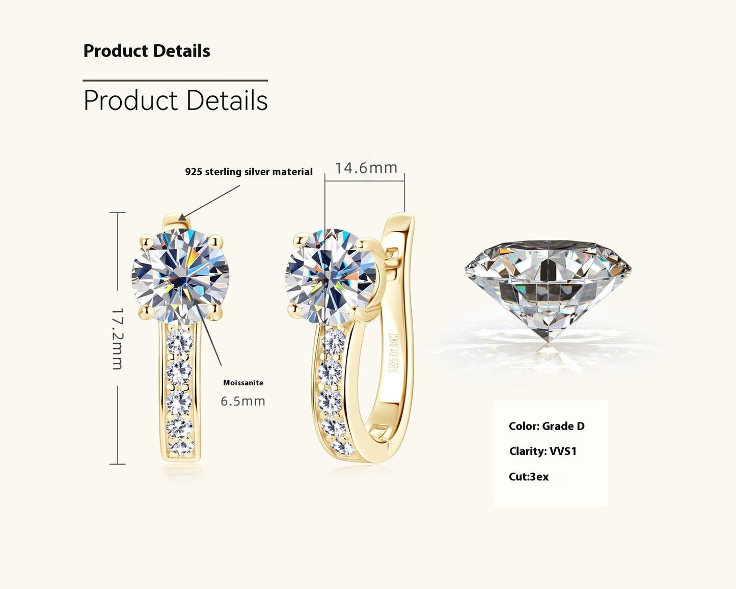 Fashion Simple High-grade Moissanite Earrings