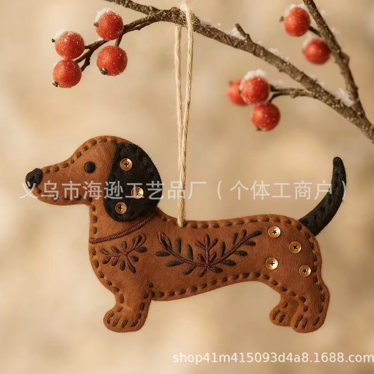 Christmas Puppy Wool Felt Pendant Material Pack