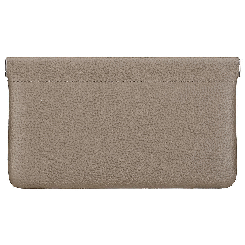 Self-closing First Layer Cowhide Long Wallet