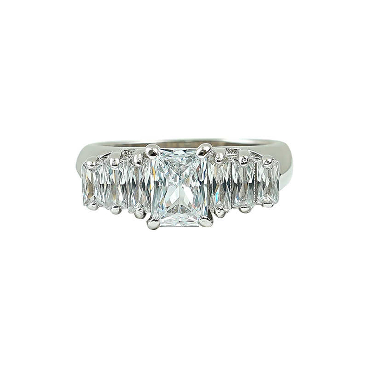 925 Silver Row Diamond Ring Finger