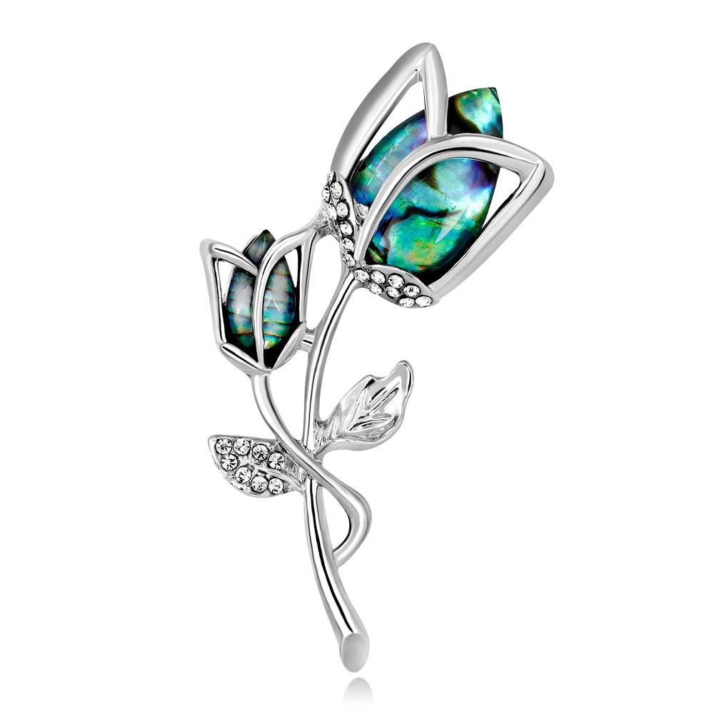 Elegant High-end Shell Rose Brooch