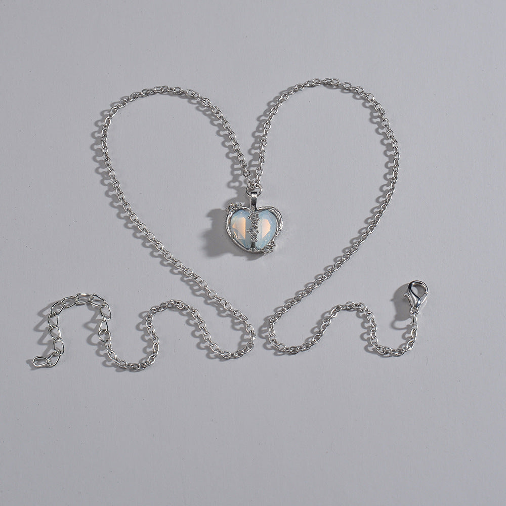 Ornament Moonstone Necklace Split Love Women
